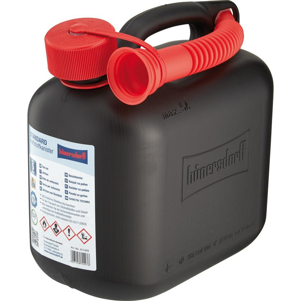 Canistra de combustibil, 5 l, HD-PE, neagra, 265 x 247 x 147 mm, 811400, HUNERSDORF - sefira.ro