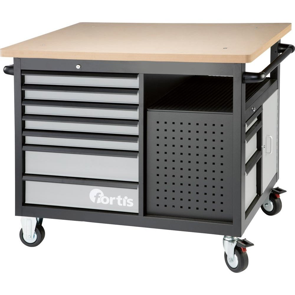 Banc de lucru / dulap de scule, mobil, 7+3 sertare, 1220 x 890 x 1060 mm, FORTIS - sefira.ro