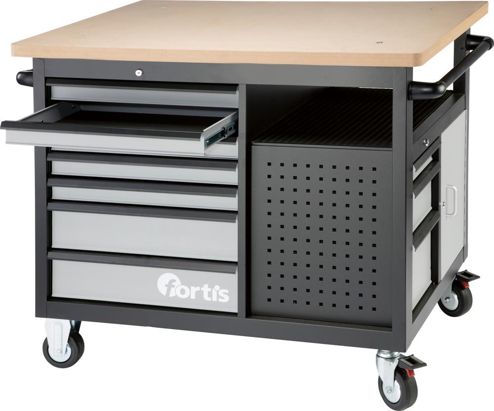 Banc de lucru / dulap de scule, mobil, 7+3 sertare, 1220 x 890 x 1060 mm, FORTIS - sefira.ro