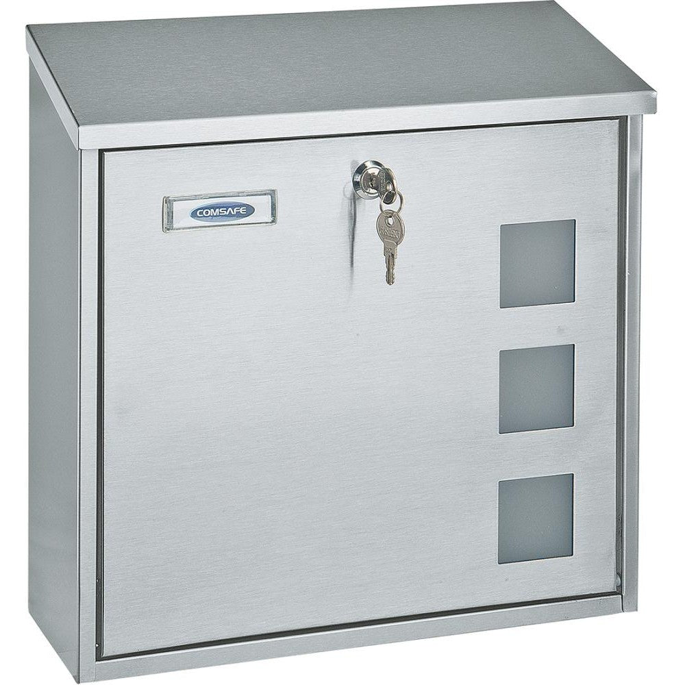 Cutie postala Muro, 360 x 360 x 100 mm, inox, incuietoare cu cheie, balama inferioara, ROTTNER SECURITY - sefira.ro