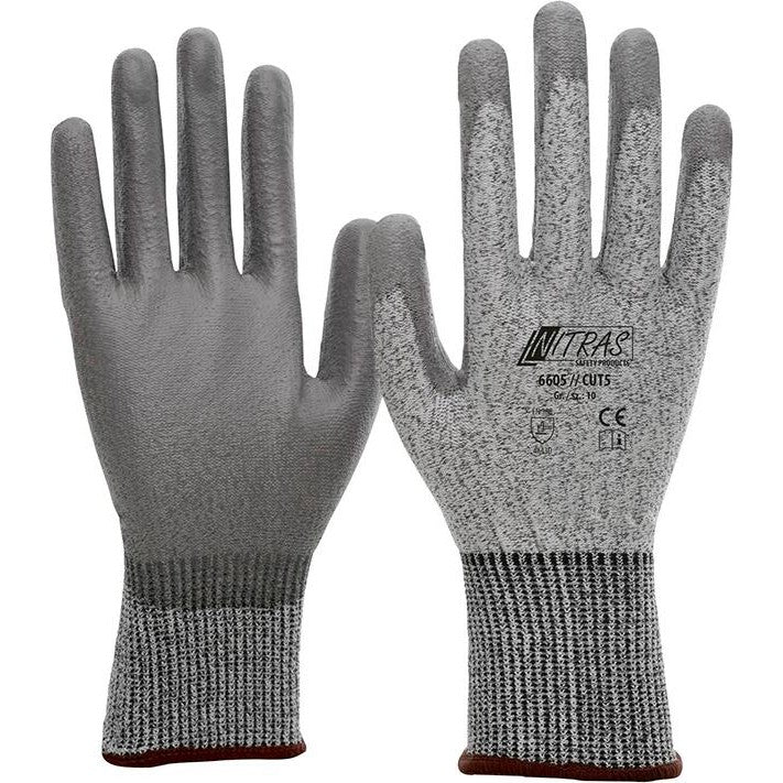 Manusi de protectie impotriva taierii, 6605 Cut 5, marimea 8, NITRAS - sefira.ro