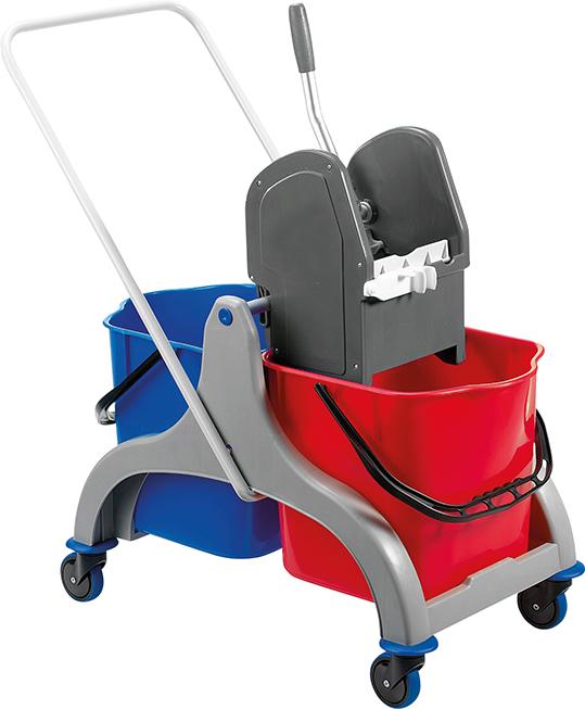Carucior pentru curatenie Lucky Max, cu 2 galeti de 15 l, 690 x 420 x 900 mm si presa pentru mop - sefira.ro