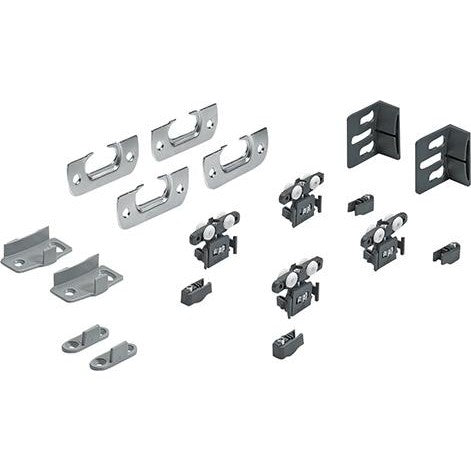 Set accesorii de rulare pentru usi glisante SysLine S, pentru 2 usi cu greutate 15 kg, latime 400 mm, HETTICH - sefira.ro