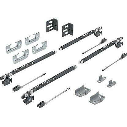 Set accesorii de rulare pentru usi glisante SysLine S, Silent System, pentru 2 usi cu greutate 15 kg, HETTICH - sefira.ro