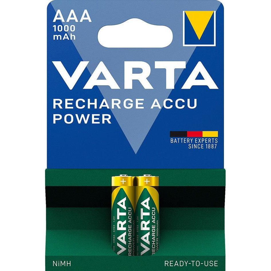 Acumulatori RECHARGE ACCU Power Micro AAA, HR 03, 1000mAh, blister cu 2 buc, VARTA - sefira.ro