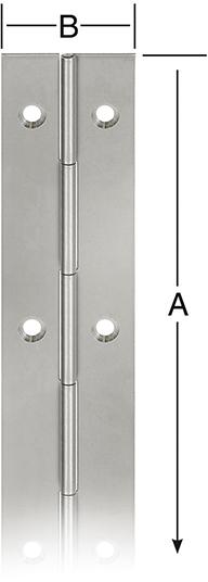 Balama tip pian pentru mobilier, otel, placat cu nichel, 2040 x 32 x 0.7 mm, VORMANN - sefira.ro