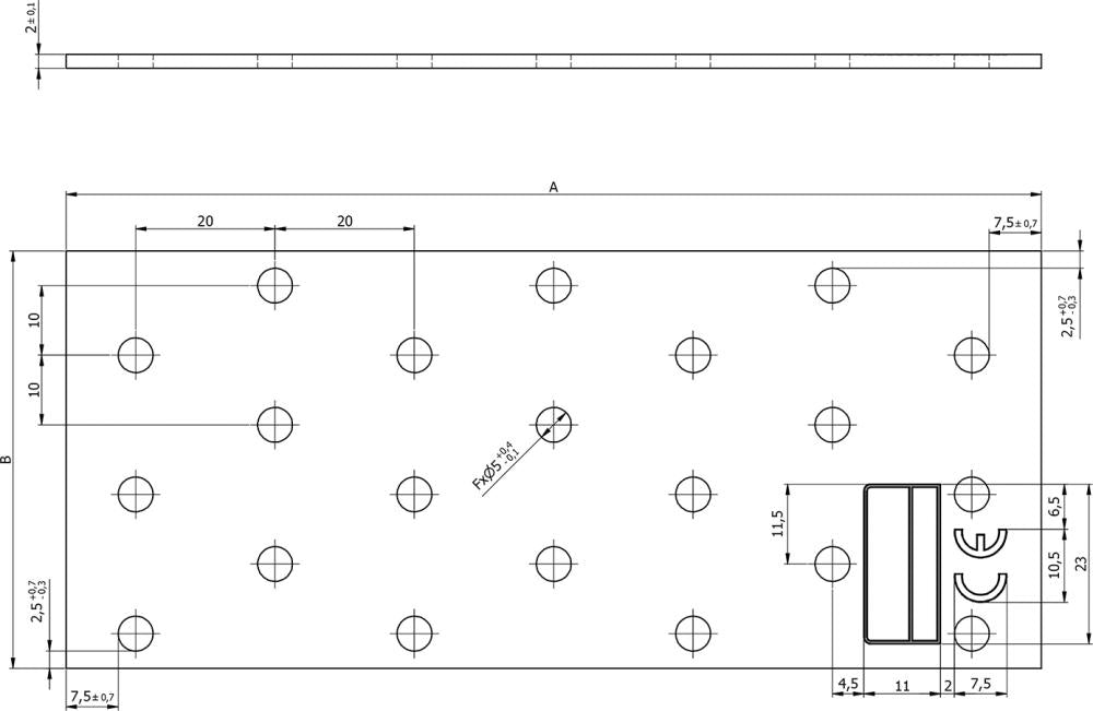 Lochplatte 100x40x2,0 mm - sefira.ro