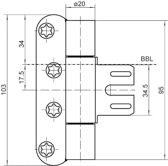 Balama pentru sarcini grele VN 8939/100 M, inox, 95 x 20mm, stift 10mm, SIMONSWERK - sefira.ro