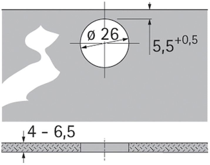 Balama aplicata 9904 Intermat 95°, pentru usi de sticla 4-6.5 mm, montare prin insurubare, baza 11 mm, HETTICH - sefira.ro
