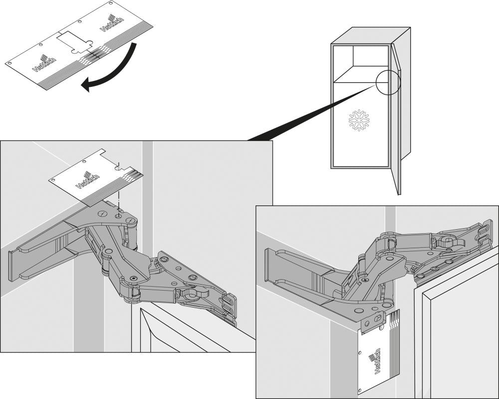 Balama de ghidare Kamat, pentru carcasa frigiderelor incorporate, 115°, HETTICH - sefira.ro