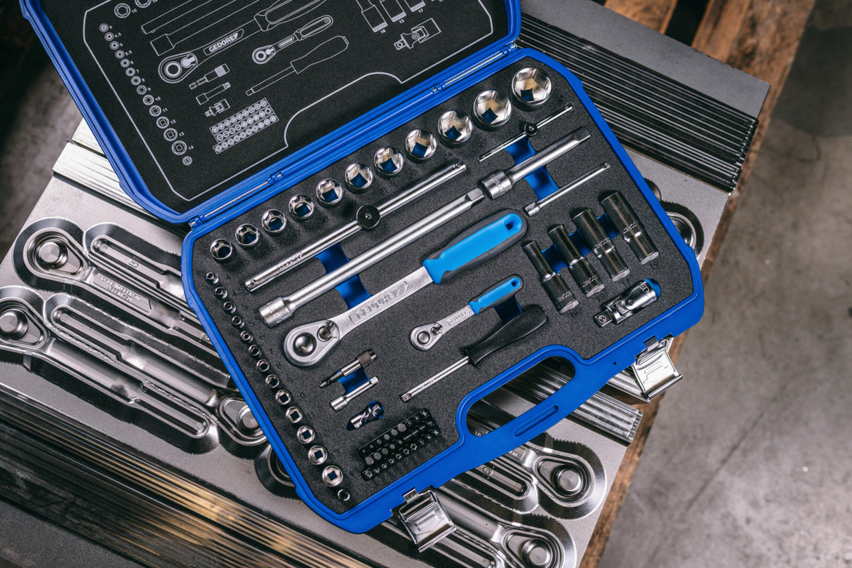 Set chei tubulare 1/2", cu cleste tip cheie, 18 piese, Nr. 19 DMU 183, GEDORE - sefira.ro