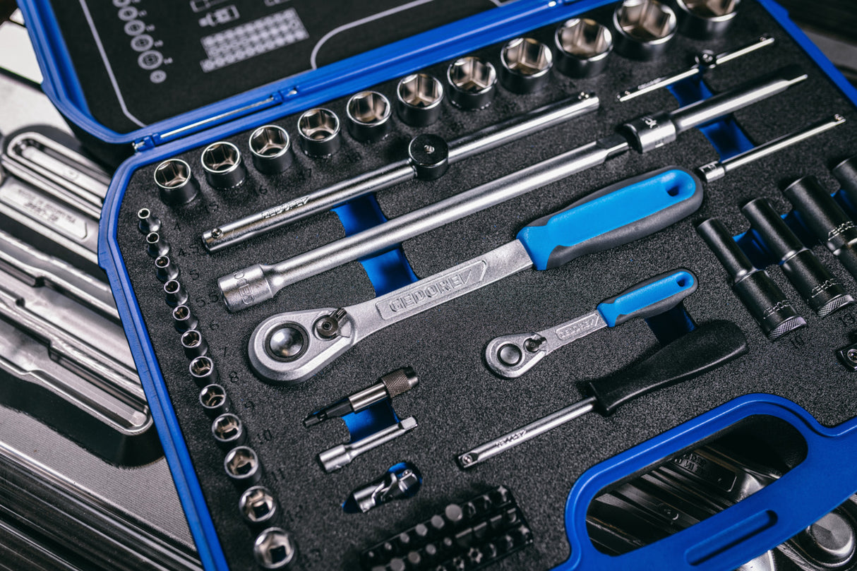 Set chei tubulare 1/2", cu cleste tip cheie, 18 piese, Nr. 19 DMU 183, GEDORE - sefira.ro