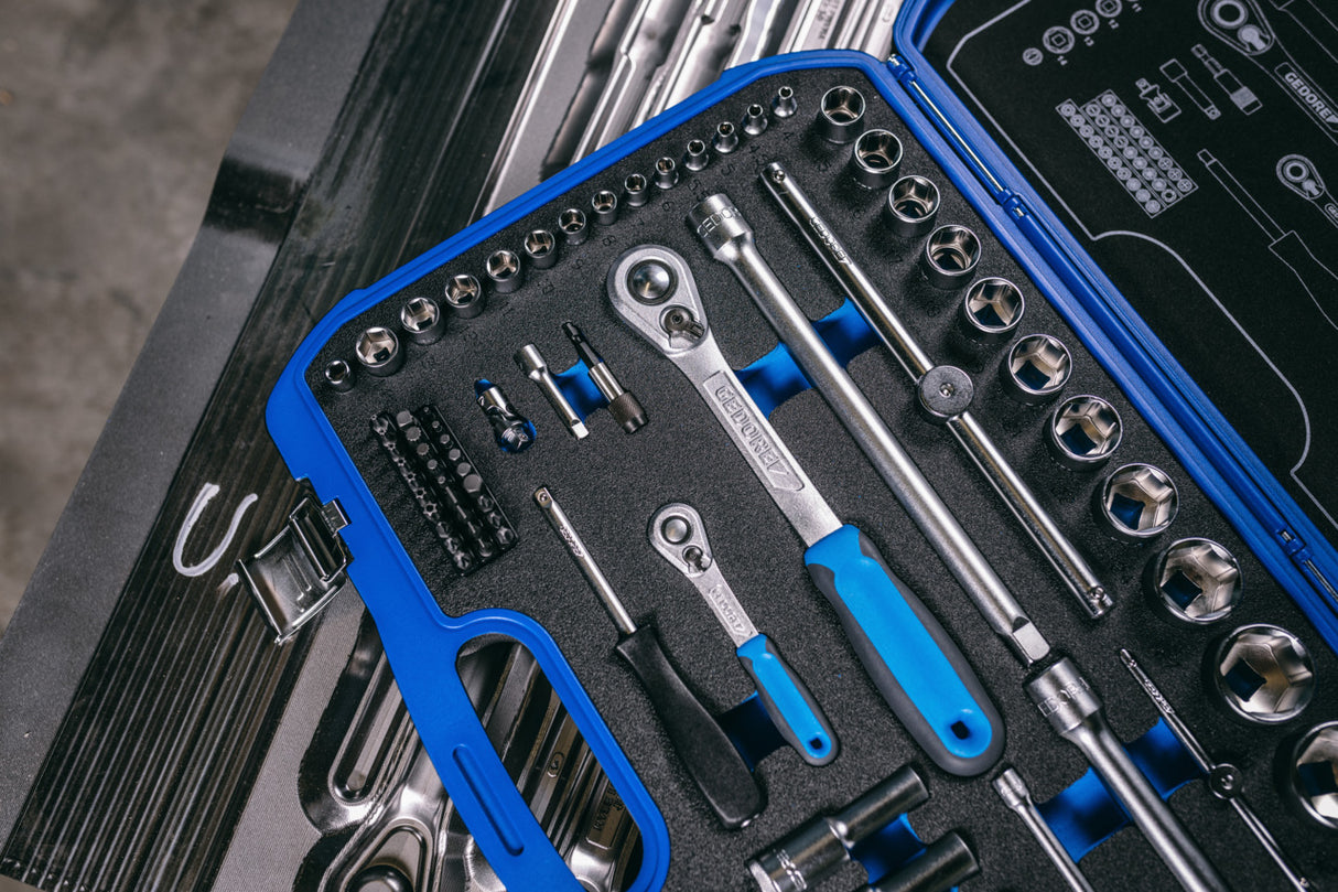 Set chei tubulare 1/2", cu cleste tip cheie, 18 piese, Nr. 19 DMU 183, GEDORE - sefira.ro