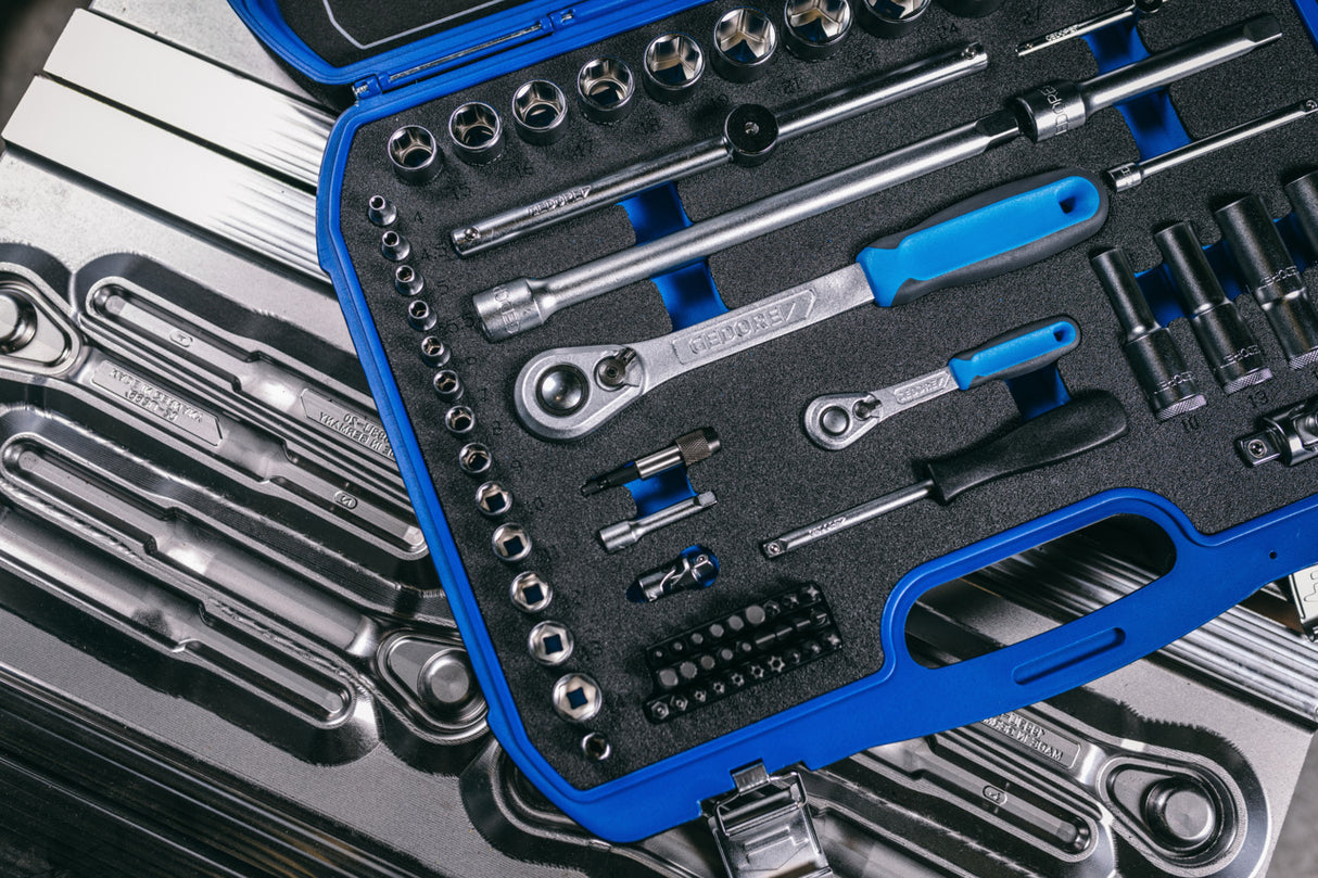 Set chei tubulare 1/2", cu cleste tip cheie, 18 piese, Nr. 19 DMU 183, GEDORE - sefira.ro