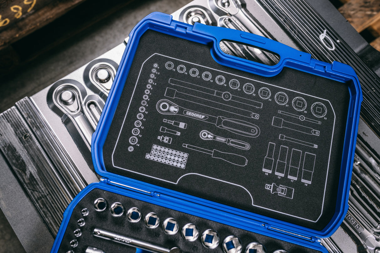 Set chei tubulare 1/2", cu cleste tip cheie, 18 piese, Nr. 19 DMU 183, GEDORE - sefira.ro