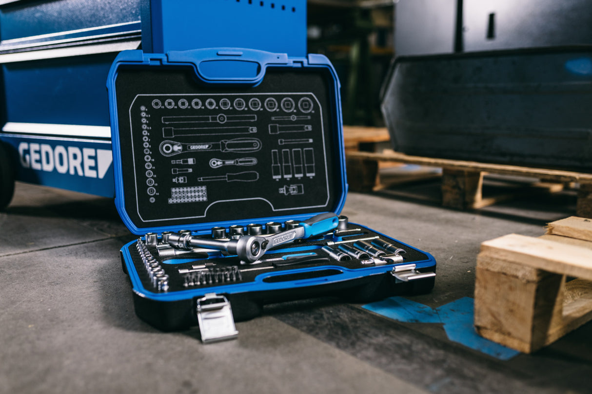 Set chei tubulare 1/2", cu cleste tip cheie, 18 piese, Nr. 19 DMU 183, GEDORE - sefira.ro