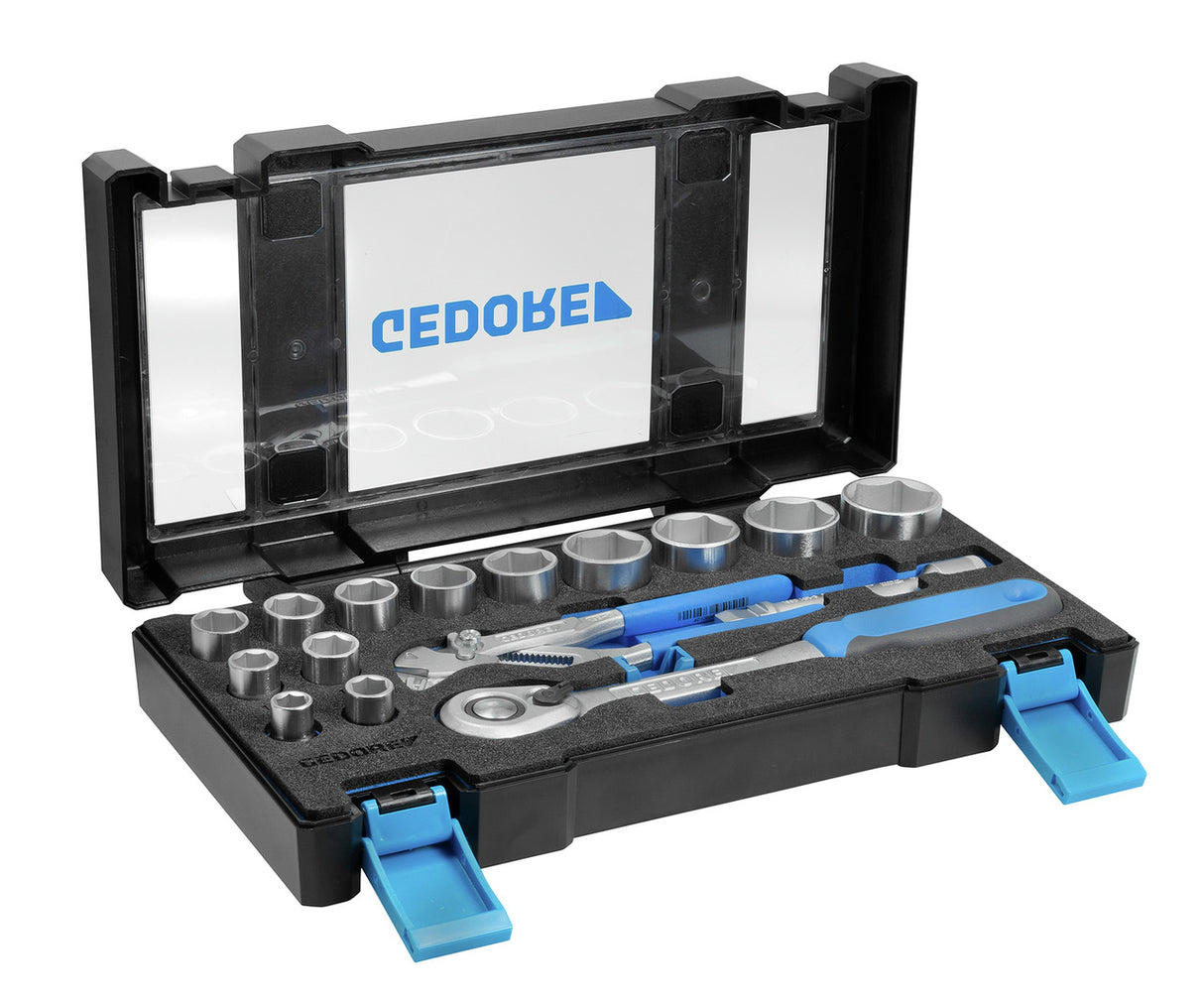 Set chei tubulare 1/2", cu cleste tip cheie, 18 piese, Nr. 19 DMU 183, GEDORE - sefira.ro