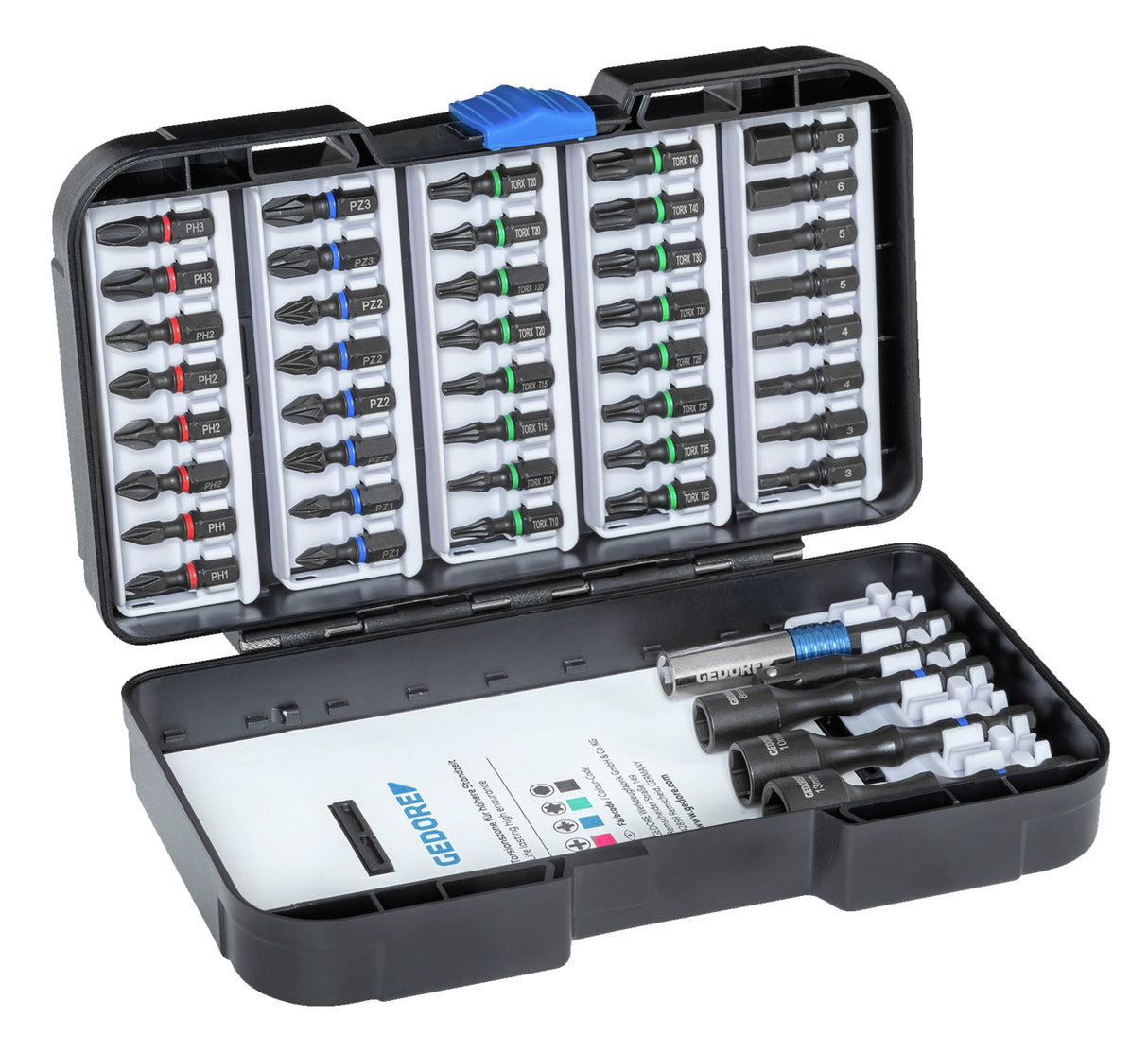 Set tubulare 1/4" cu prindere bit, pentru masina, 7; 8; 10; 12; 13; 3/8", 6 piese, Nr. 666-006, GEDORE - sefira.ro