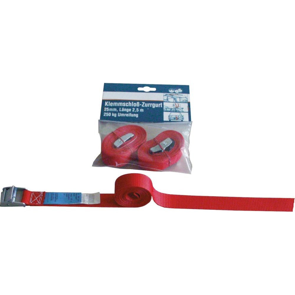 Chinga de ancorare dintr-o singura bucata, cu clema de blocare, 2.5 m x 25 mm, 400 daN, rosie - sefira.ro