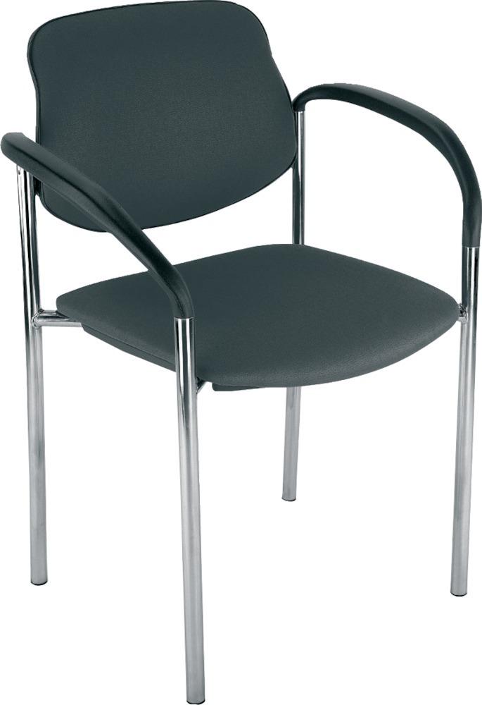 Scaun vizitator model STYL, cu cotiere, picioare cromate, tapiterie neagra, sezut 450 x 460 mm, dimensiuni 830 x 590 mm, 4 bucati - sefira.ro