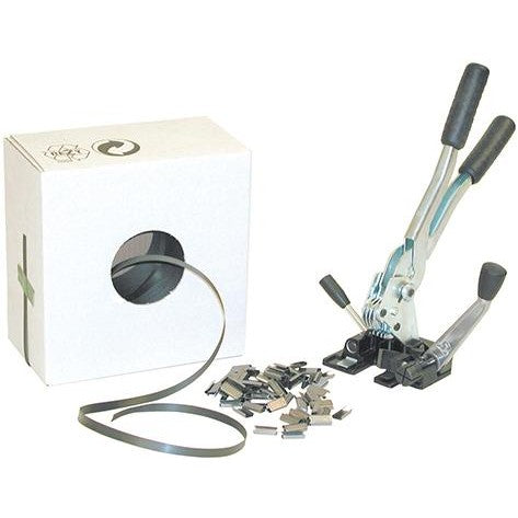 Set de legat cu chingi din plastic PP, 13 mm x 1000 m, 1350 N - sefira.ro