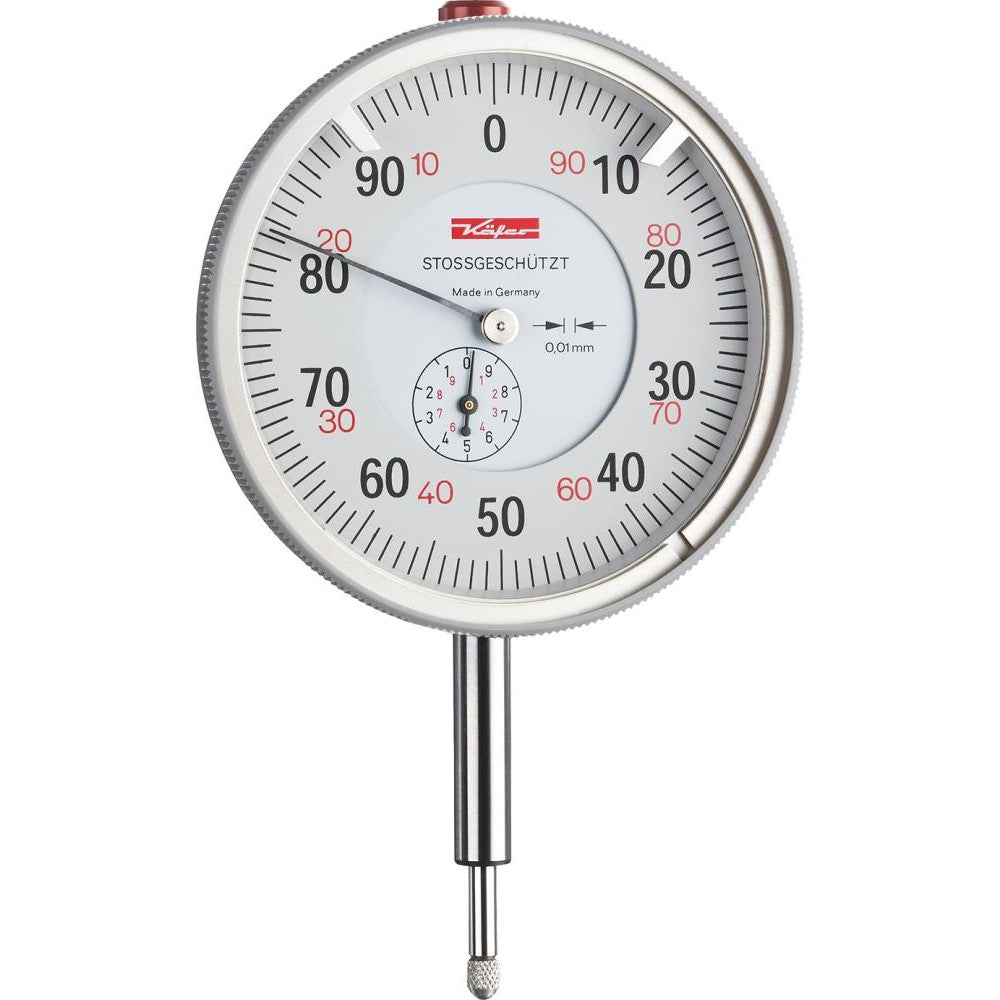 Ceas comparator cu diametru mare, 0-10mm, cardan 80mm, citire 0.01mm, KAFER - sefira.ro