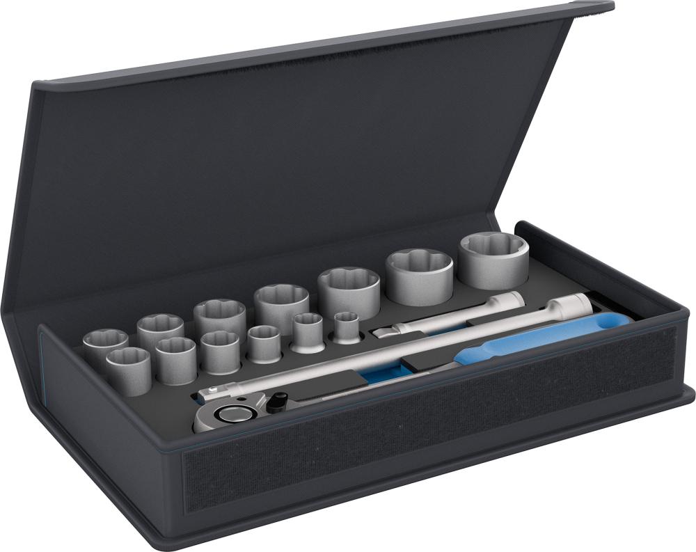 Set chei tubulare 1/2", dimensiuni 10 - 32 mm, profil C, 16 buc, in husa textila, GEDORE - sefira.ro