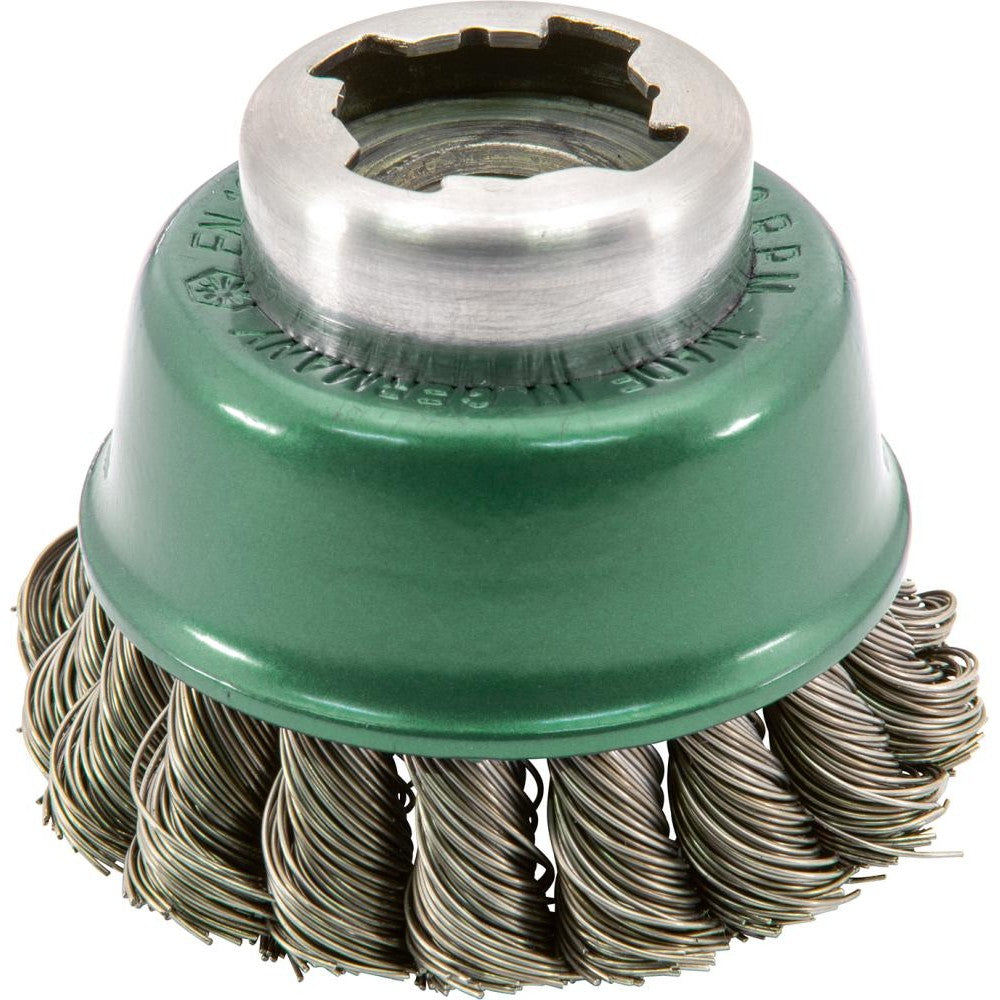 Perie de sarma din inox, tip oala, Ø perie 65mm, sarma 0,35mm rasucita, prindere X-LOCK si M14, OSBORN - sefira.ro