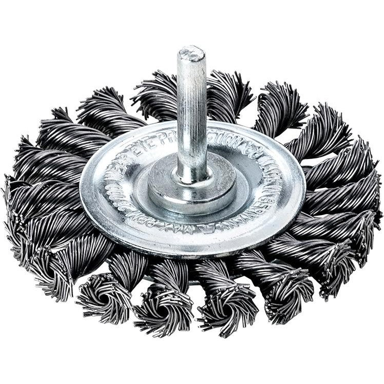 Perie de sarma din inox, rotunda, cu coada 6mm, diam.75mm, sarma 0,5mm rasucita, LESSMANN - sefira.ro