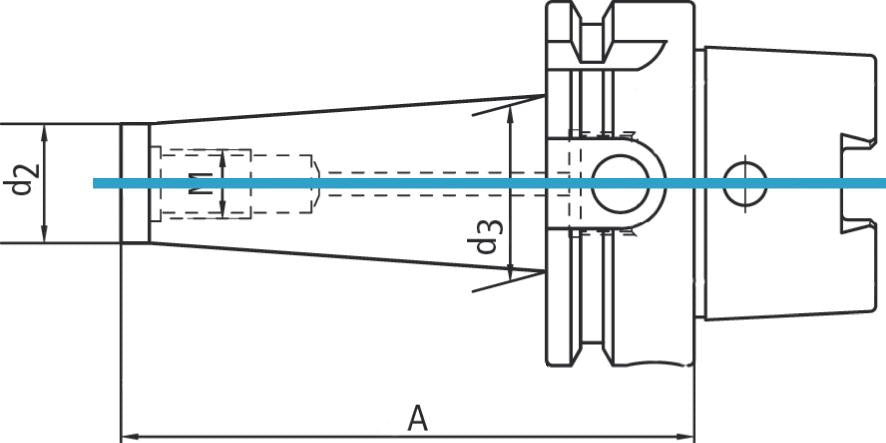Mandrina pentru freza cu filet D69893A HSK-A100 M12x150mm, FORTIS - sefira.ro