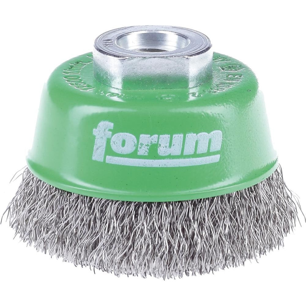 Perie de sarma din inox tip oala, sarma 0,3mm ondulata, Ø perie ,60mm, prindere M14x2, FORUM - sefira.ro