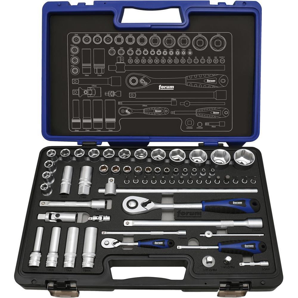 Set chei tubulare 1/4" si 1/2", set 61 buc, 6 canturi, FORUM - sefira.ro