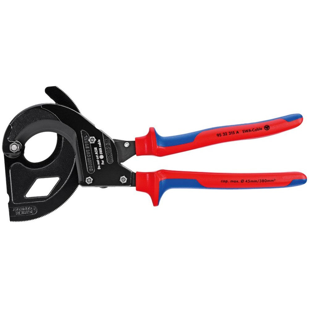 Foarfeca pentru cablu, 315 mm, Ø taiere 45 mm, clichet, 95 32 315 A, KNIPEX - sefira.ro