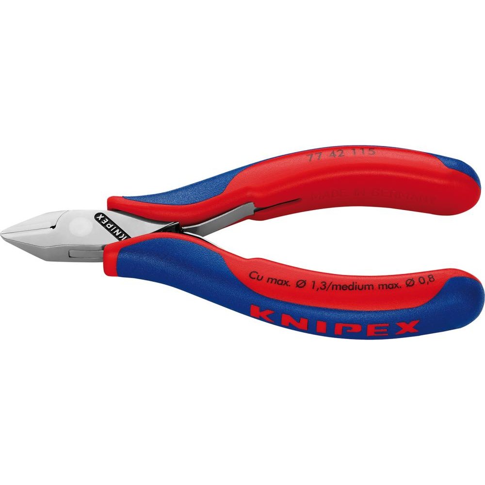 Cleste cu tais lateral pentru electronisti, 115 mm, cap polisat, ascutit, 77 42 115, KNIPEX - sefira.ro