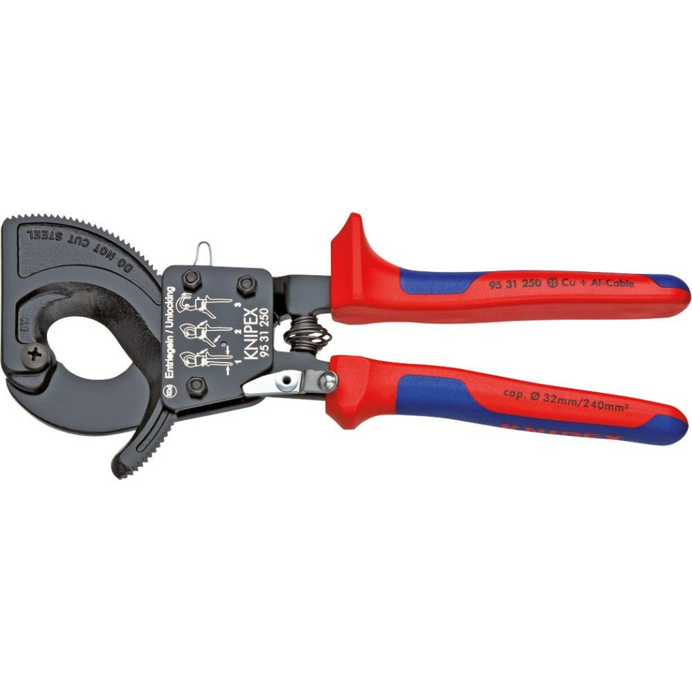 Foarfeca pentru cablu, 320 mm, Ø taiere 60 mm, cu clichet, 95 32 320, KNIPEX - sefira.ro