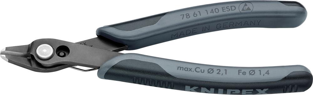 Cleste cu tais lateral protectie ESD, pentru electronisti Super Knips®, 125mm, brunat, 78 61 125 ESD, KNIPEX - sefira.ro