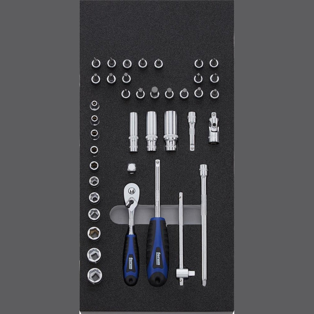 Modul chei tubulare si antrenor clichet 1/4", 40 buc, FORUM - sefira.ro