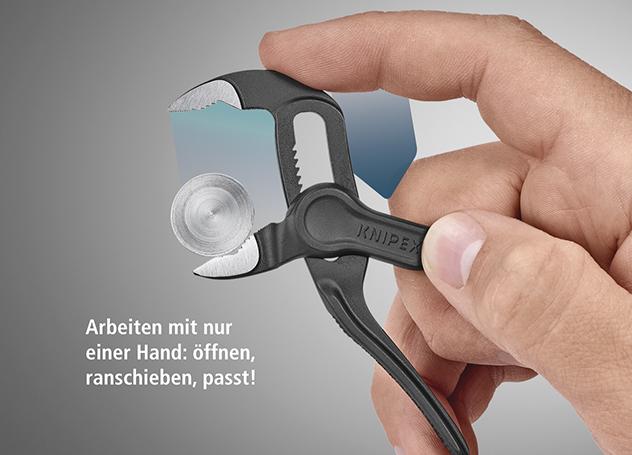 Cleste pentru instalatori Cobra® XS, 100 mm, pentru conducte 1 inch, 87 00 100, KNIPEX - sefira.ro