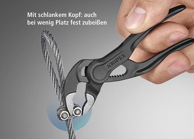 Cleste pentru instalatori Cobra® XS, 100 mm, pentru conducte 1 inch, 87 00 100, KNIPEX - sefira.ro