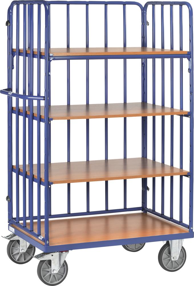 Carucior cu rafturi, sistem modular, pereti frontali cu bare, 1000x600mm, FETRA - sefira.ro