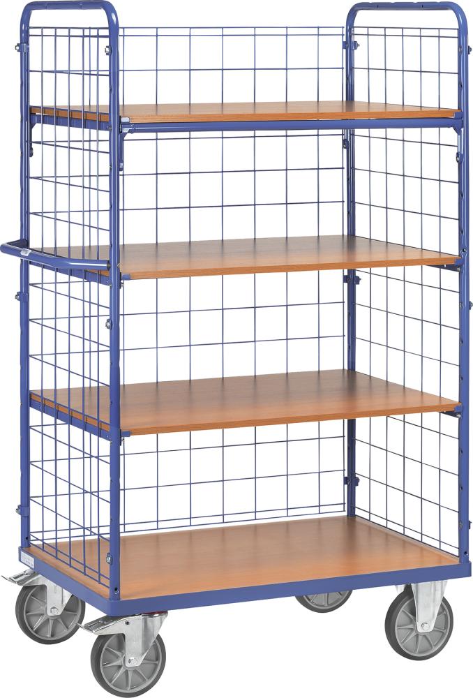 Carucior cu rafturi, sistem modular, pereti frontali cu bare, 1000x600mm, FETRA - sefira.ro