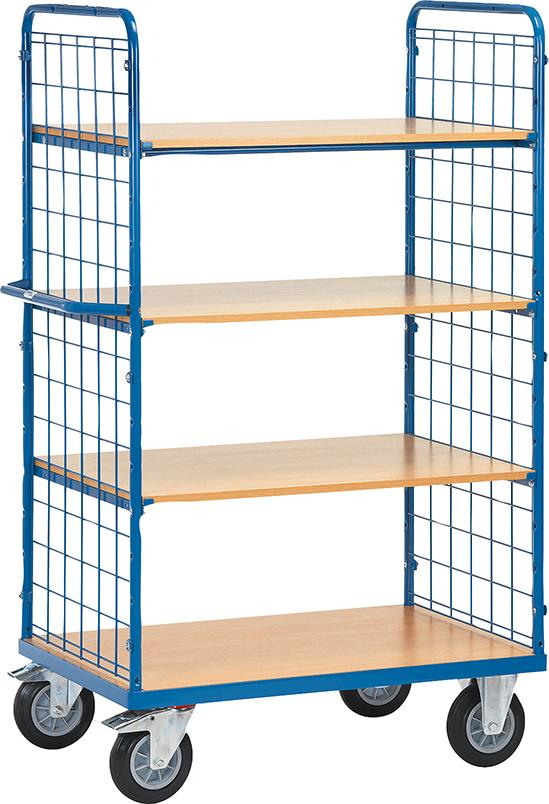 Carucior cu rafturi, sistem modular, pereti frontali cu bare, 1000x600mm, FETRA - sefira.ro