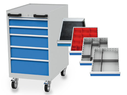 Combined mobile drawer cabinet, R 18-24, consisting of 04.10.05V10B + 500/584A, load capacity 500kg, BEDRUNKA