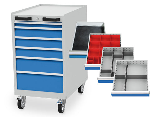 Combined mobile drawer cabinet, R 18-24, consisting of 04.10.06V10B + 500/584A, load capacity 500kg, BEDRUNKA