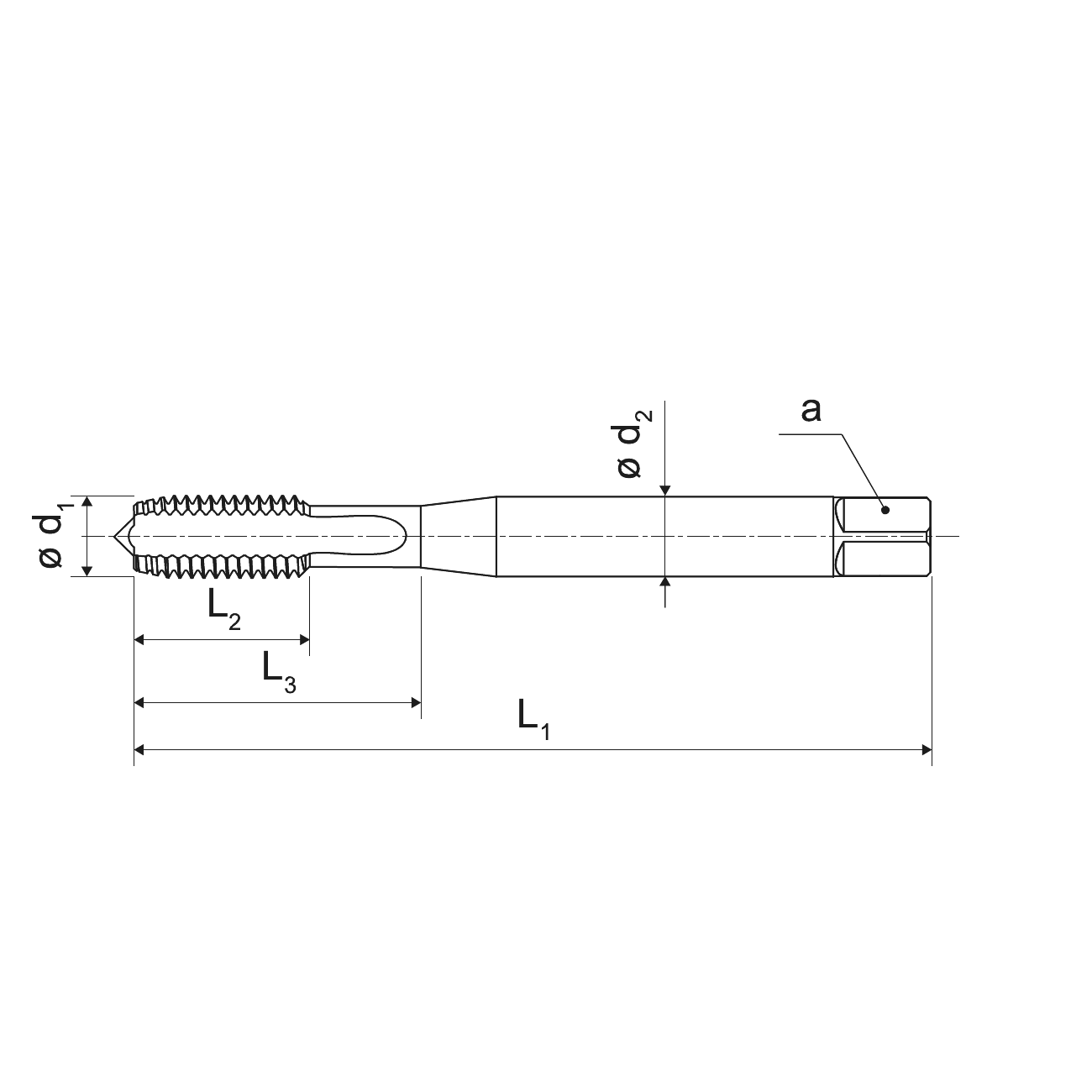 KERFOLG right-hand flute tap for blind holes with left-hand thread M