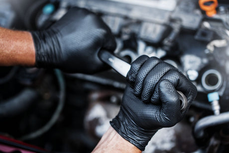 Manusi gogrip negre, de unica folosinta, nitril, nepudrate, textura diamant, marimea L (8-9), MERCATOR® - sefira.ro