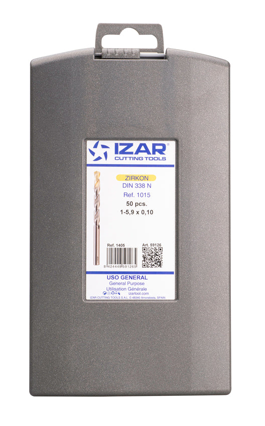 Burghiu Set DIN338N 50-PCS. - 1405 - 1-5.9X0.10 Zirconiu (1015)  IZAR