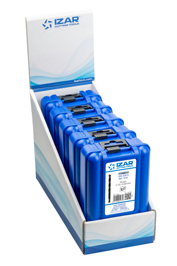Burghiu Set DIN338 25-PCS.  - 1456 - EXPO BOX-PALLET 5 SetS 1-13X0.50 HSS (1010) IZAR