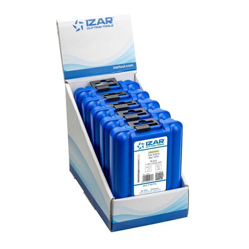Burghiu Set DIN338 19-PCS.  - 1466 - EXPO BOX PALLET 5 SetS 1-10X0.50 Zirconiu (1015)  IZAR