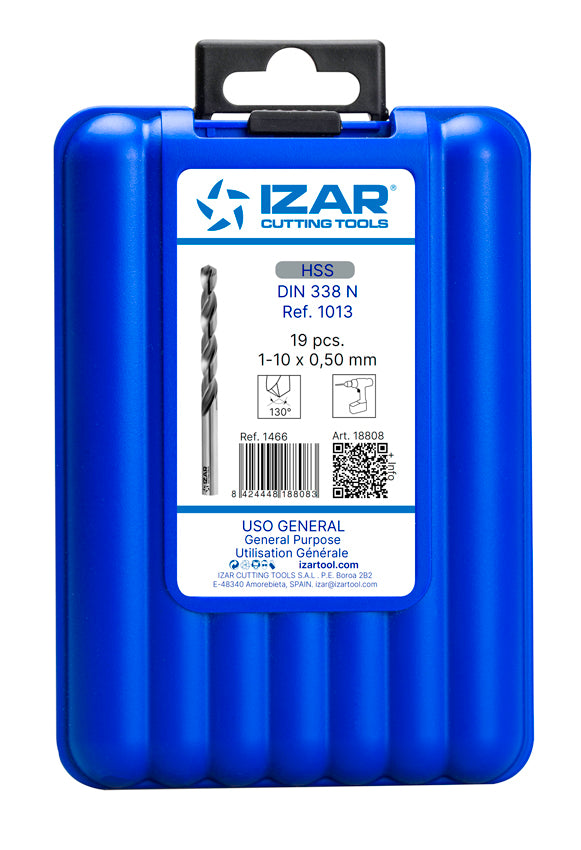 Burghiu Set DIN338 19-PCS.  - 1466 - 1-10X0.50 HSS SPLIT POINT C (1013) IZAR